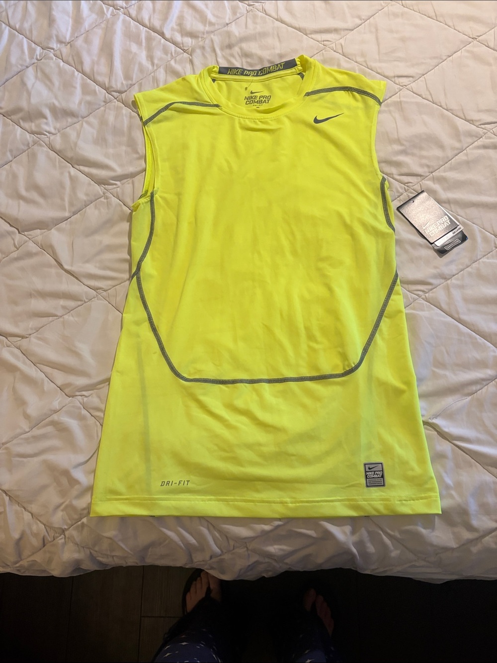 Nike Men’s Dri-FIT Sleeveless Top - Neon Yellow with Gray Accents